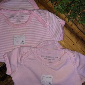 Burts Bee Baby Pink bodysuits set